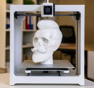 Stylized Skull with Hair and Beard