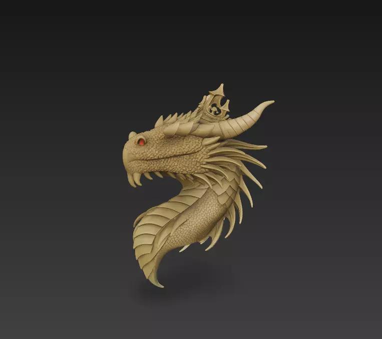 Dragon Head Sculpture - Stylized Fantasy Creature