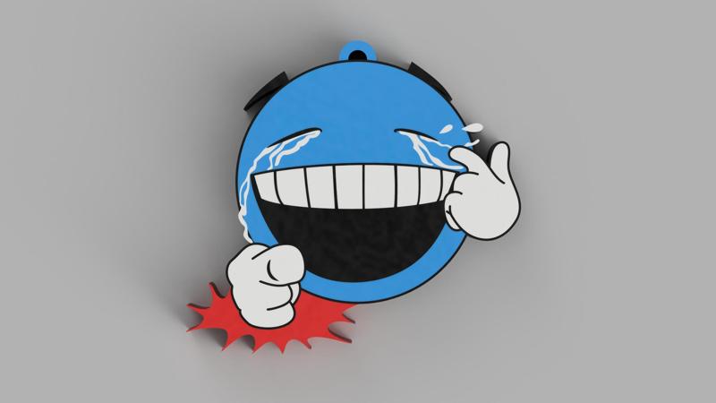 Blue Emoji - Hahaha - Keychain, Earring, Bagcharm