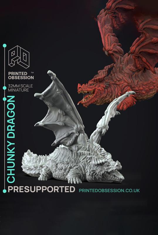 Fat Dragon - Possessed Bakery - PRESUPPORTED - Illustrated and Stats - 32mm scale			