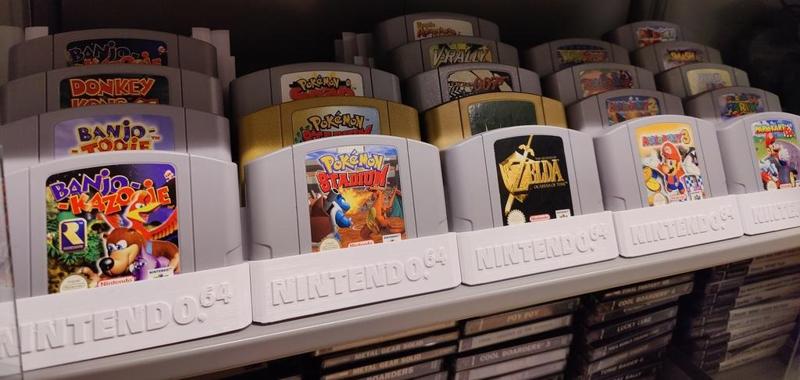 N64 7 cart stand with Nintendo 64 logo (less material)