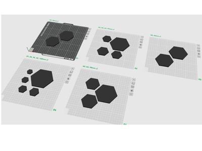 5mm hexagons ranging in size from 25mm to 100mm