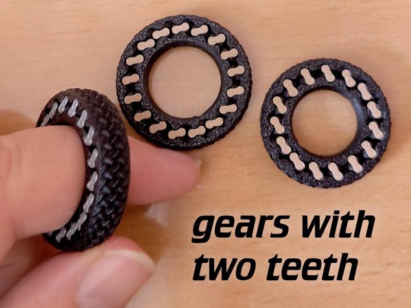 Fidget gear ring with 2-toothed planet gears