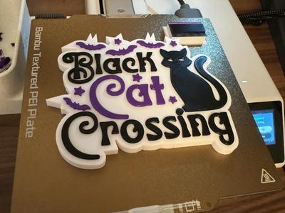 Halloween decoration Black cat crossing