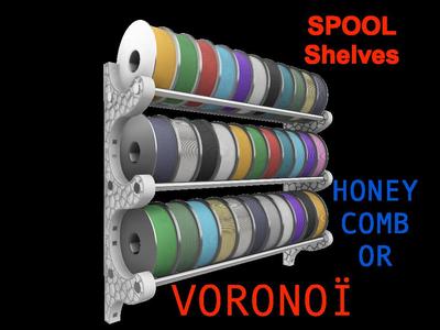 VoronoÏ or honeycomb spool shelves