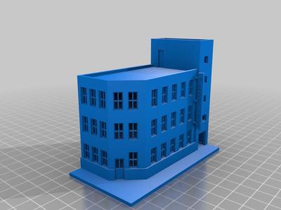 n scale building with parking