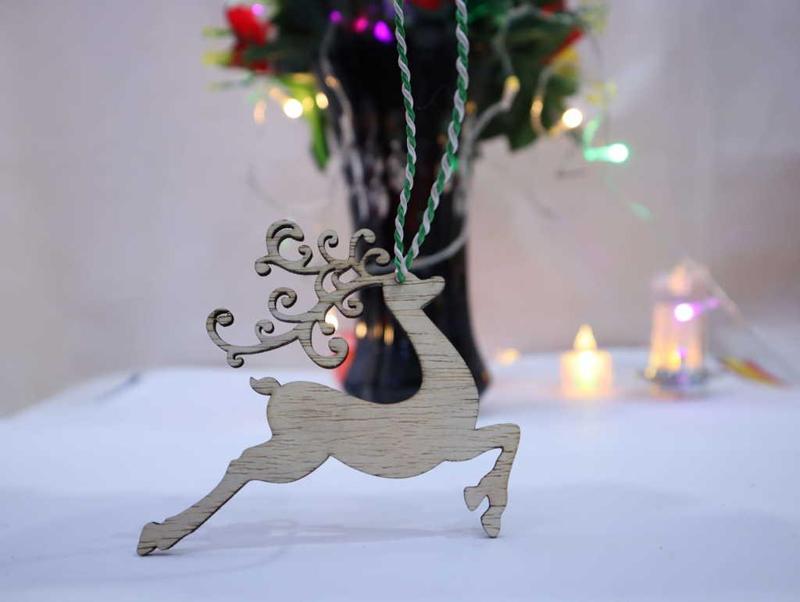 Laser Cut Christmas Reindeer Ornament Vector