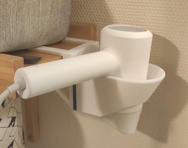 Shelf mounted hairdryer holder