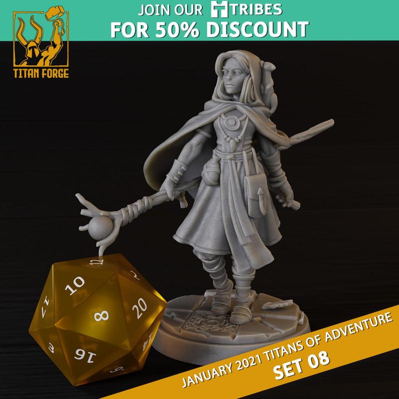 Human Female Druid - RPG Hero Character D&D 5e - Titans of Adventure Set 08