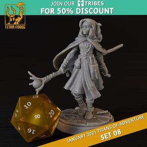 Human Female Druid - RPG Hero Character D&D 5e - Titans of Adventure Set 08