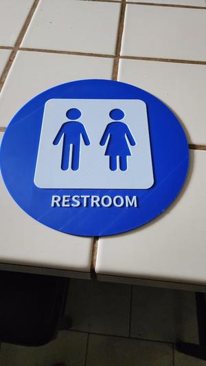 Round Restroom Sign