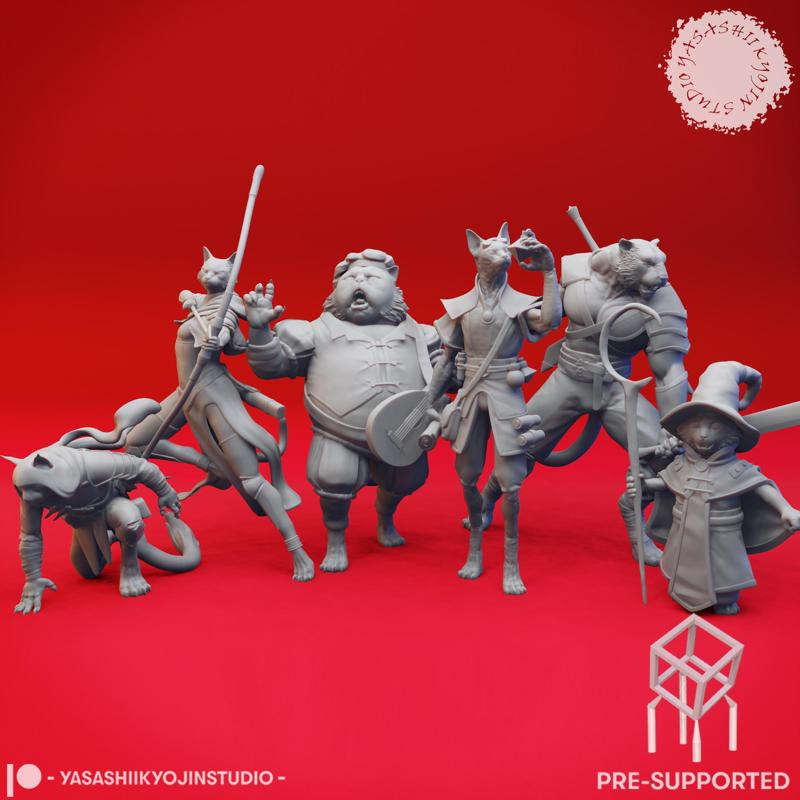 Litter of Tabaxi - Tabletop Miniatures (Pre-Supported)