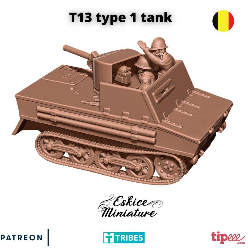 T13 Type 1 belgian tank - 28mm for wargame