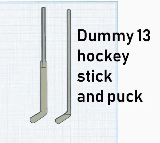 Dummy 13 hockey stick and puck   