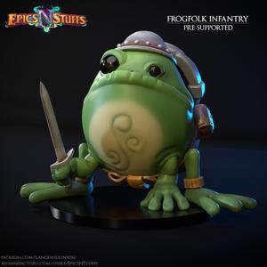 Frogfolk Infantry Miniature, Pre-Supported