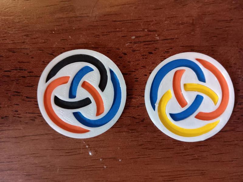 Decorative Borromean ring design with inlaid cardstock   