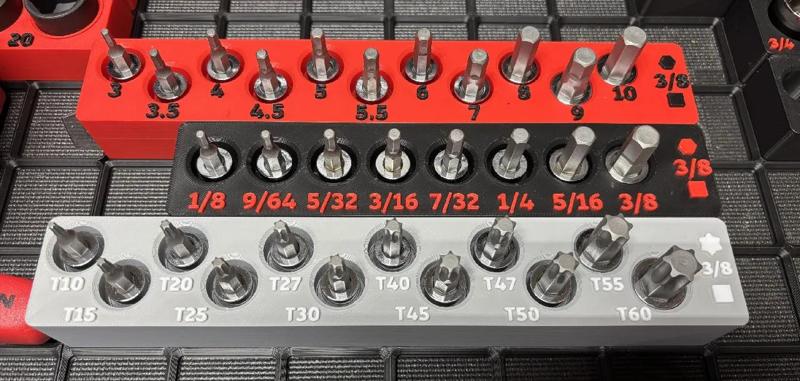 Tekton Socket Holders 3/8" Drive  Hex Metric, Hex Imperial, Torx Gridfinity   