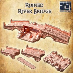 Ruined River Bridge - Tabletop Terrain - 28 MM