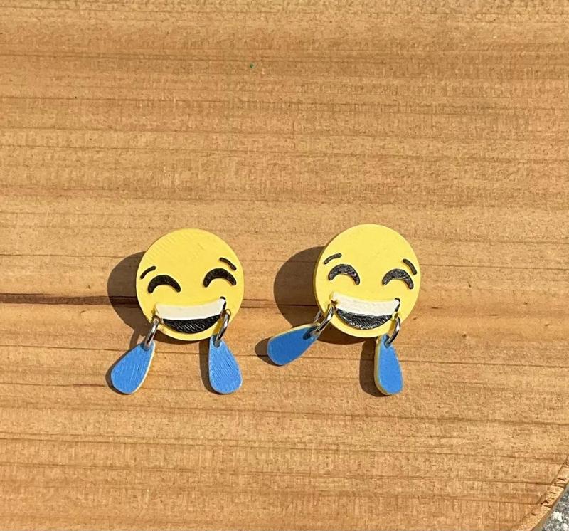 Laughing Emoji Earrings Dangle Or Stud   