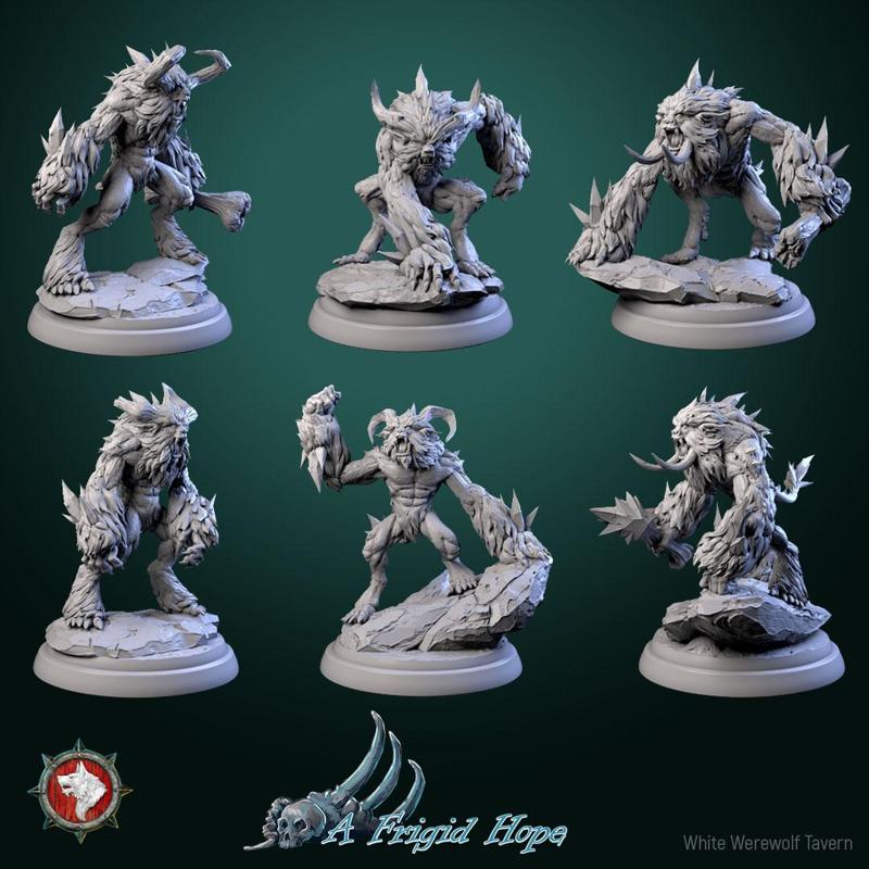 Winterbeasts set 6 miniatures 32mm pre-supported