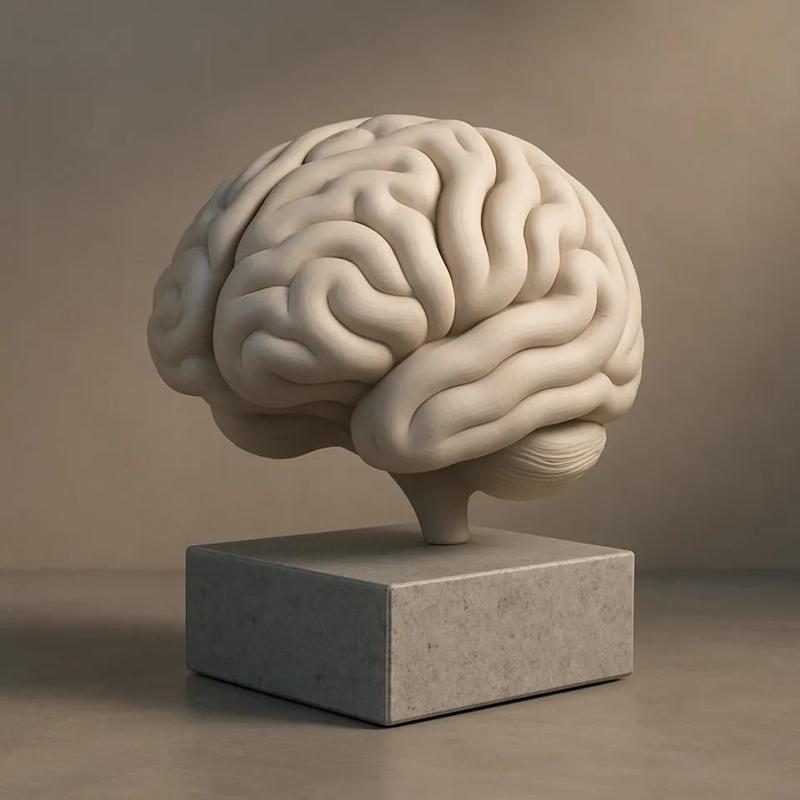 Minimalist Brain Sculpture - Modern 3D Printed Art Piece   