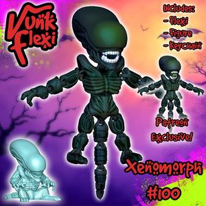 Alien Xenomorph MultiColor Flexi Print-In-Place + figure & keychain