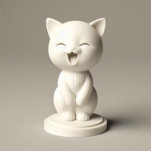170 Laughing Kitten - 3D-Printed Ivory-Style Statue, character, monster, fantasy, art, sculpture, model, animal, 3d model, statue, creature, magic, 3d print, collectible, cat, wood, dragon, sword, base, warrior, wild, dog