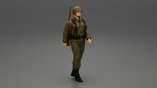 soldier walking carrying a rifle