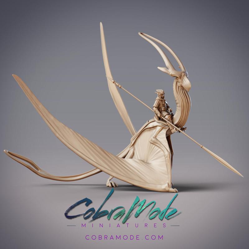 Void Pteradactyl and Rider - Kalan, Ait Alexon Air Cavalry and Stygian Alanqa (Pre-supported)