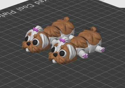 🐾 Articulated 3D Printed Toy & Keychain – Shih Tzu – Cute Flexi Dog Model