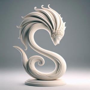 53 Ivory Serpent Dancer with Female Head - Indian Minimalist Statue, character, monster, fantasy, art, sculpture, model, animal, 3d model, statue, creature, magic, 3d print, collectible, cat, wood, dragon, sword, base, warrior