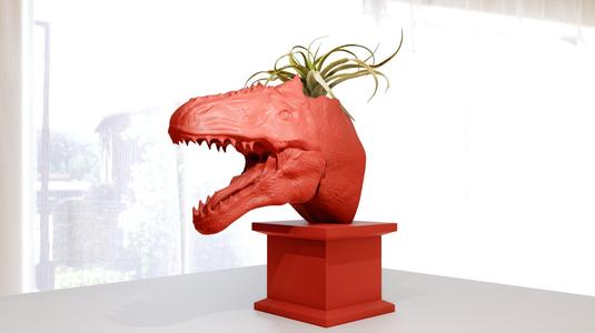 allosaurus head roaring bust planter pot flower vase stl