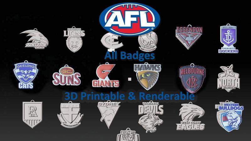 AFL all teams printable and renderable badges keychain