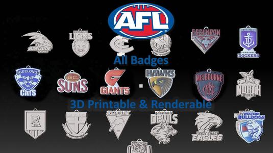 AFL all teams printable and renderable badges keychain