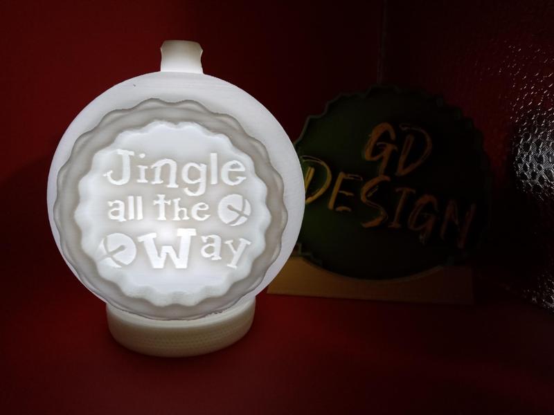 Merry Christmas Jingle All The Way 3D Christmas Ornament Light