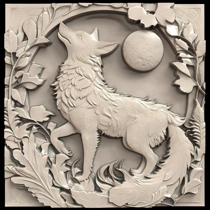 3D Model STL File for CNC Router/Laser & 3D Printer A Coyote that Can Change Shape According to the Moon 1
