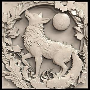3D Model STL File for CNC Router/Laser & 3D Printer A Coyote that Can Change Shape According to the Moon 1