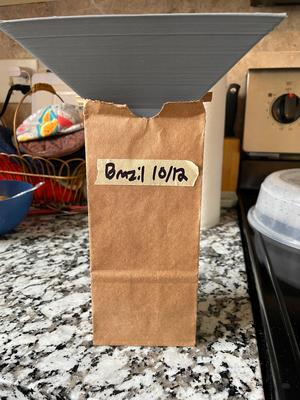 Funnel for brown paper coffee bags
