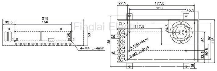 Power supply (S-360-24) mount for 4040 extrusion