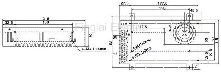 Power supply (S-360-24) mount for 4040 extrusion