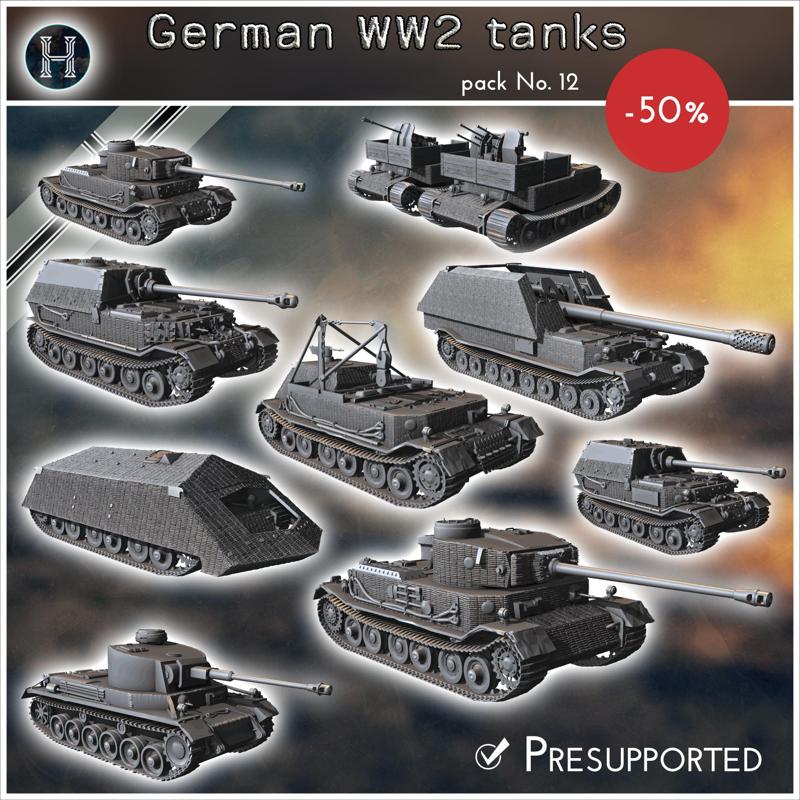 German WW2 pack No. 12 - Tiger (P) and variants - Germany Eastern Western Front Normandy Italy Berlin Bulge WWII
