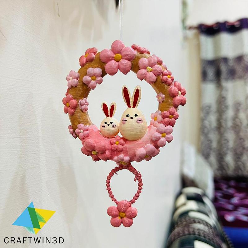 Blossoming Bunny Duo: A Hoppy Delight for Your Walls!