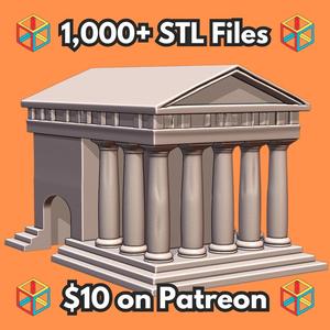 Ancient Roman Temple Inspired Pet Hide for Small Animals MineeForm FDM 3D Print STL File