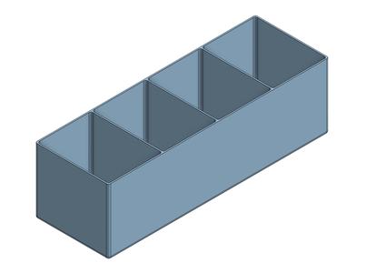 Nut and bolt storage boxes 4in wide 3.5in tall, multiple lengths and compartments