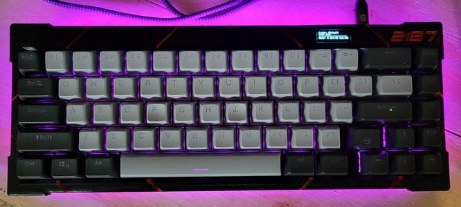 The2187Lite - A Handwired 65% revision of The2187 TKL with OLED and RGB!