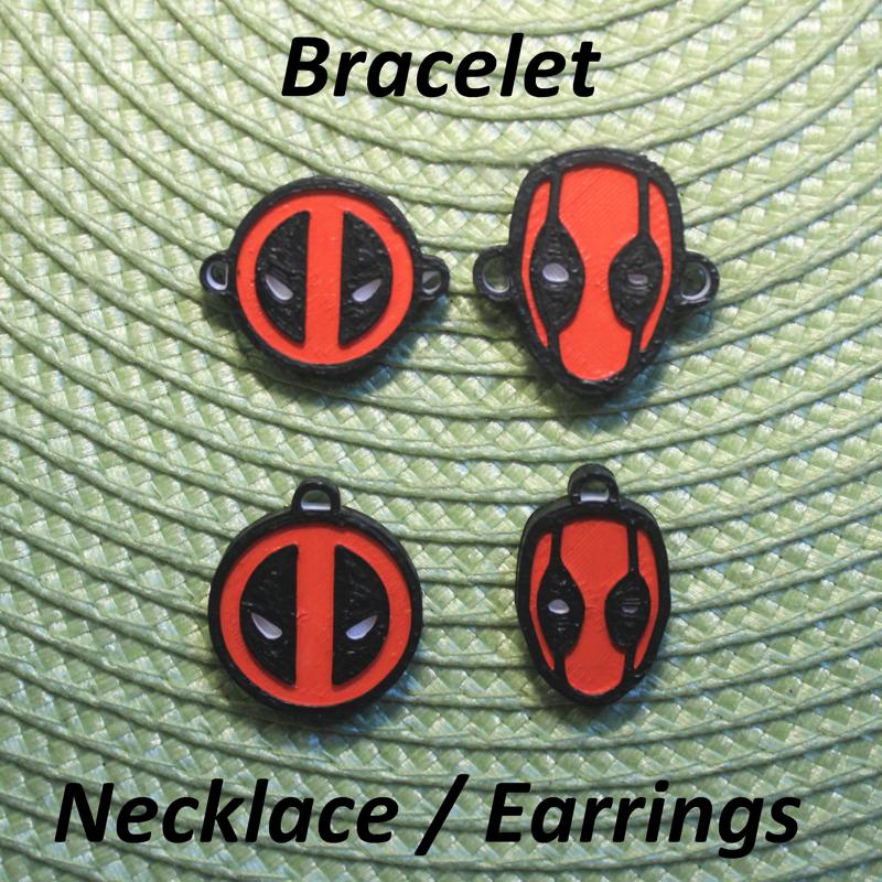 4 Deadpool Necklaces, Bracelets, Earrings, Jewelry