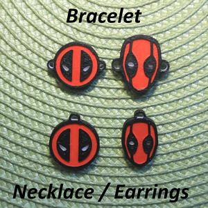 4 Deadpool Necklaces, Bracelets, Earrings, Jewelry