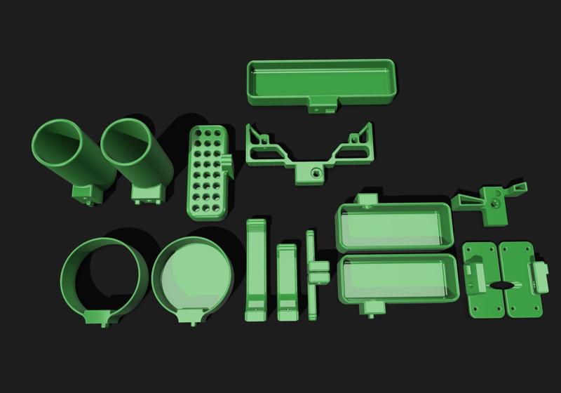 Extrusion profile printer enclosure accessory set - hooks, holders and brackets