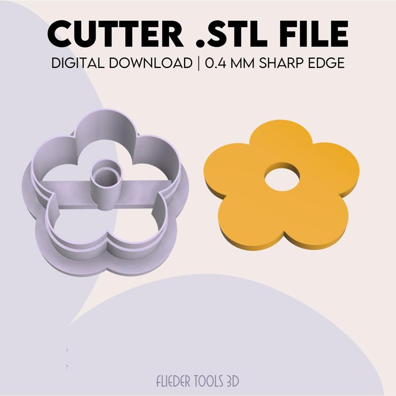 Flower Polymer Clay Cutter | Flower Cookie Cutter | Digital STL File