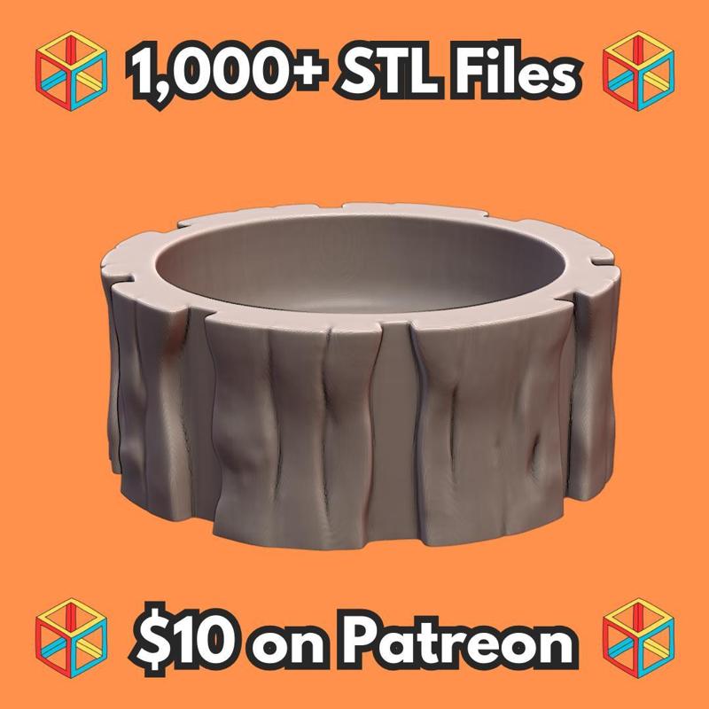 Pet Cat and Dog Rustic Wood Textured Bowl for Food or Water MineeForm FDM 3D Print STL File